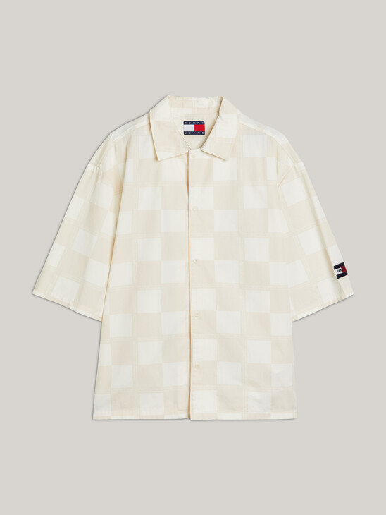 Dual Gender Checkerboard Boxy Short Sleeve Shirt