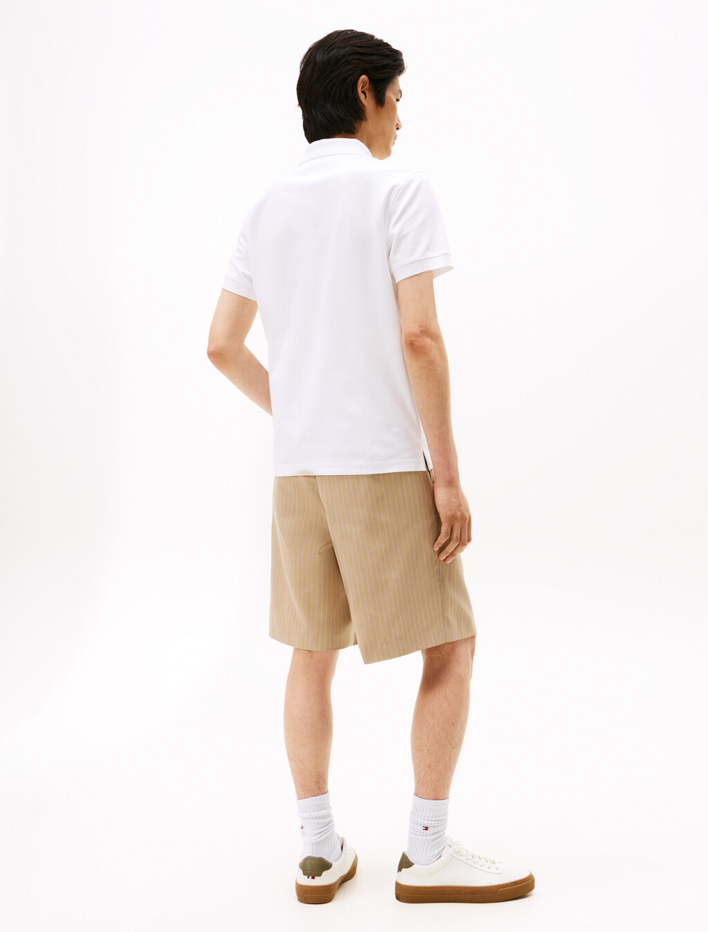 經典條紋提花 Polo 衫, White, hi-res