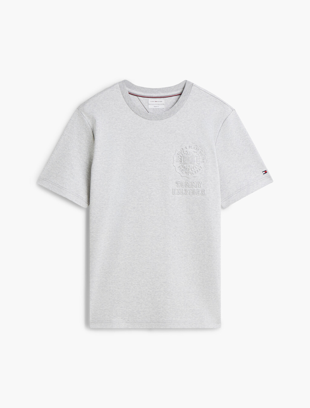 壓紋標誌雙面針織布料 T 恤, Light Grey Heather, hi-res