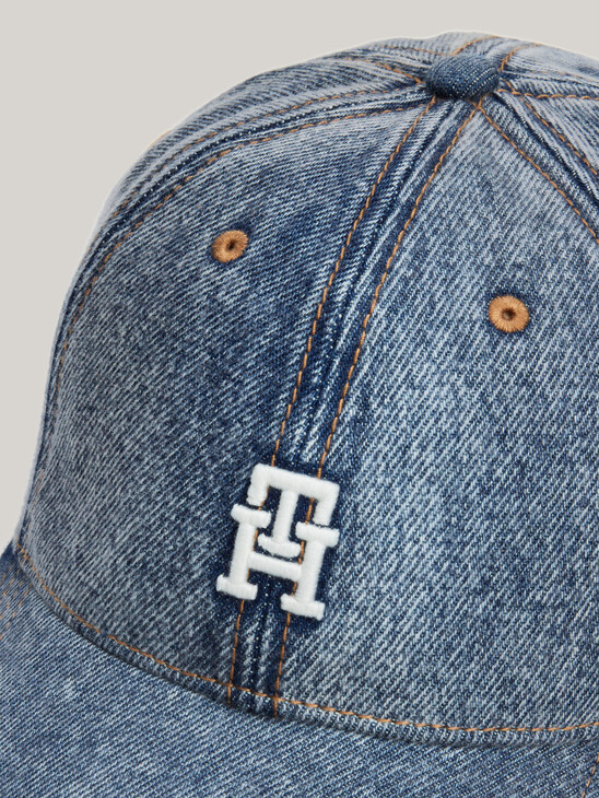 TH Monogram Embroidery Denim Baseball Cap