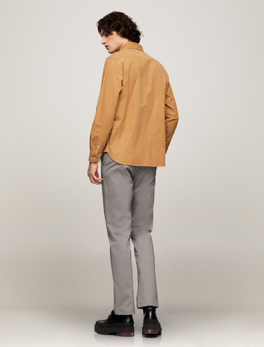 Solid Corduroy Regular Shirt, Safari Canvas, hi-res