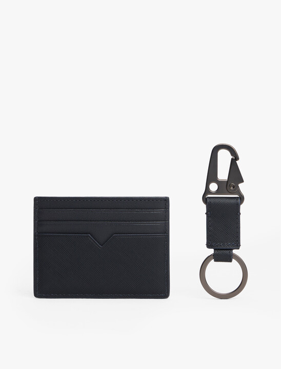Leather Card Holder And Key Fob Set