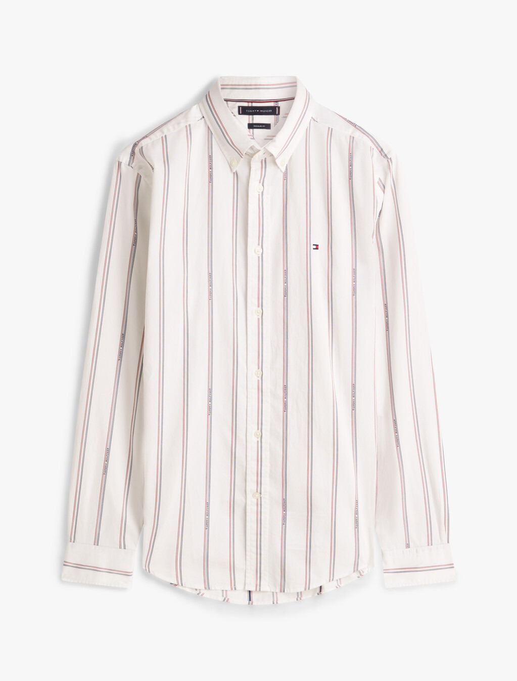 Regular Fit Logo Pinstripe Jacquard Shirt, White / Allover, hi-res