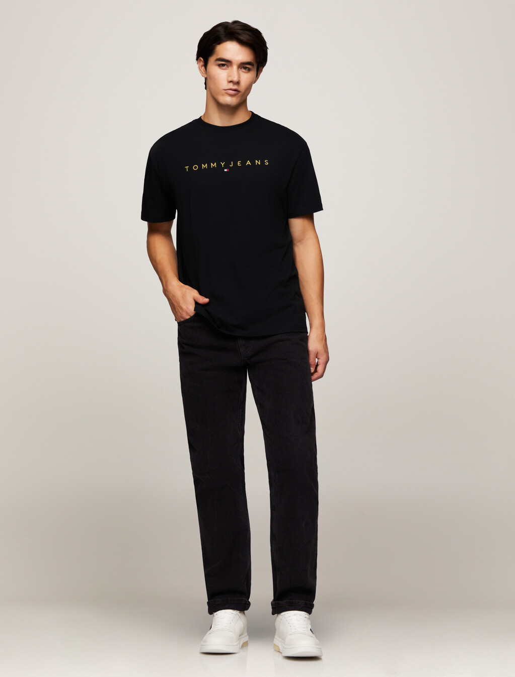 Linear Golden Logo T-Shirt, Black, hi-res