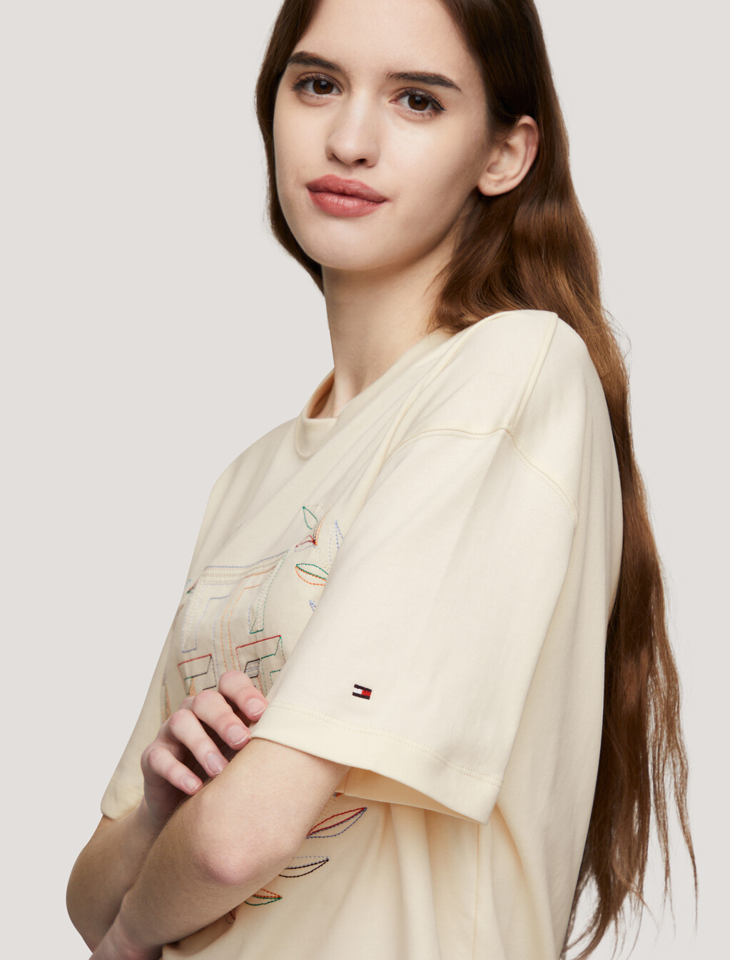 Crest Monogram Embroidery T-Shirt, Calico, hi-res