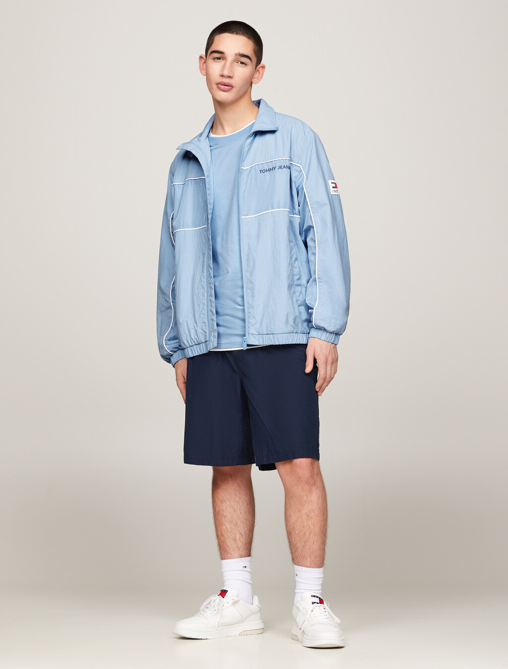 Essential Piping High Neck Jacket, Moderate Blue, hi-res