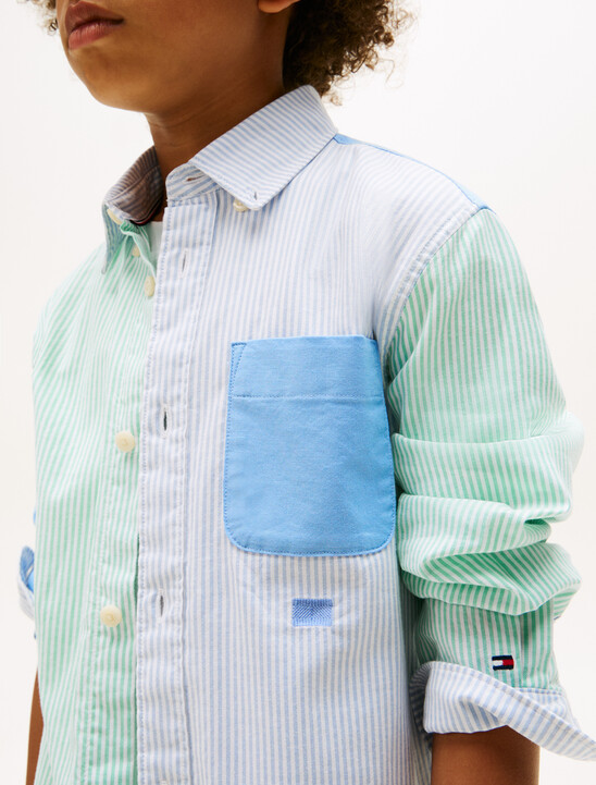 Boys Stripe Color Block Oxford Shirt